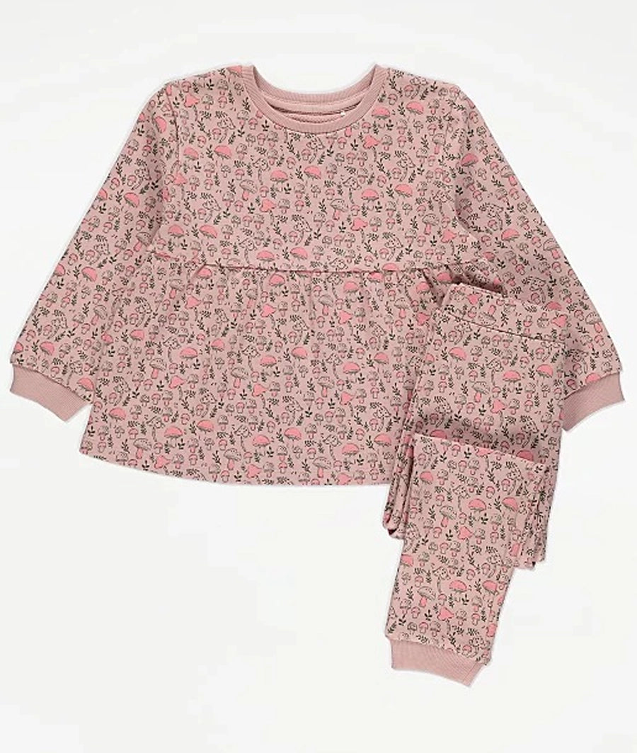 Pink Mushroom Print Top and Trousers Outfit