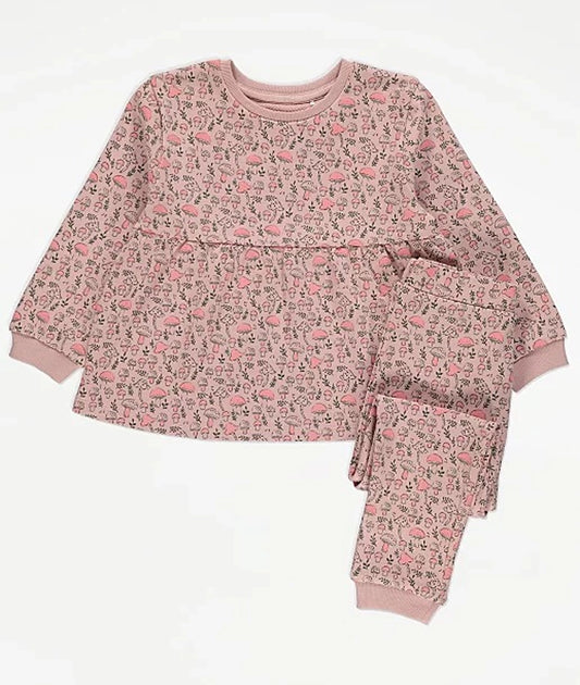 Pink Mushroom Print Top and Trousers Outfit
