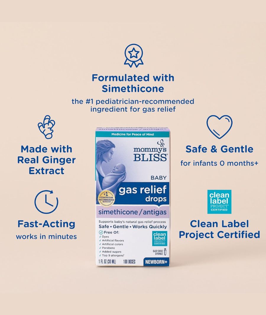 Mommy's Bliss Gas Relief Drops Bottle, Ginger extract flavor, 1 Fl Oz – Image 3