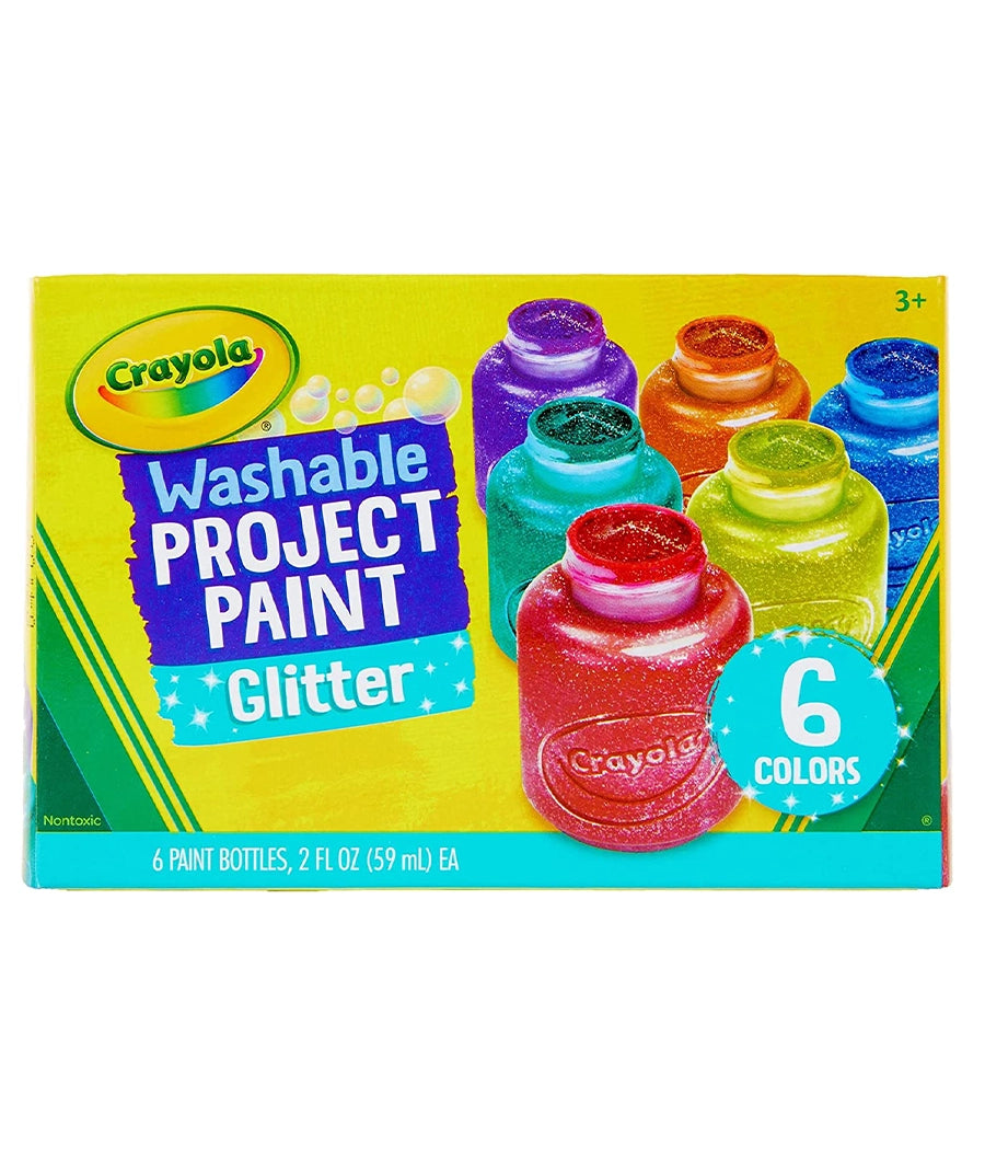 CRAYOLA Washable Glitter Paint - Assorted Colours (Pack of 6)