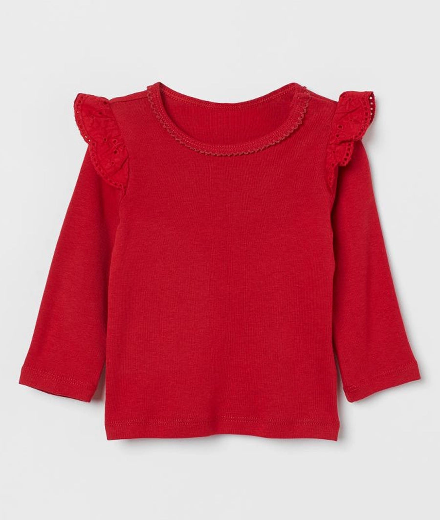 Flounce-trimmed top