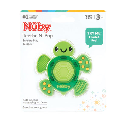 Nuby Teethe N' Pop Sensory Play Teether | Turtle 3 month +