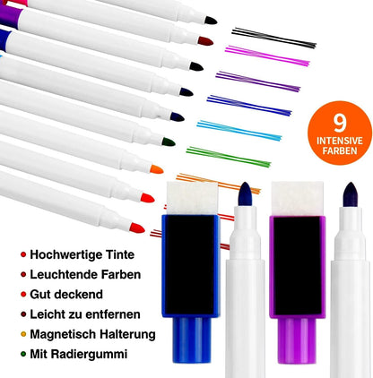 Whiteboard Markers/Pen and Eraser set for Kids, 9 Piecs