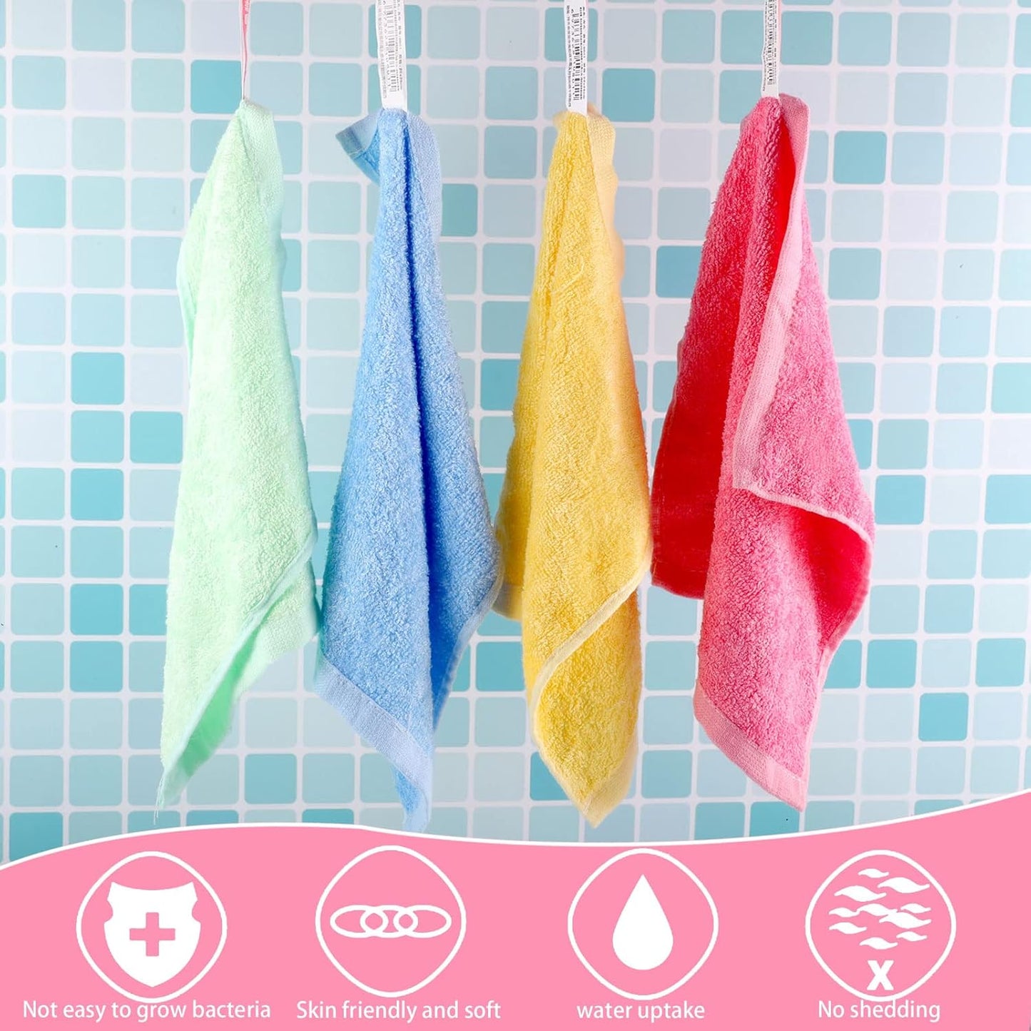 8 Pack Flannel Face Cloth, 10 x 10 inch Soft Bamboo Face Cloth – Image 2