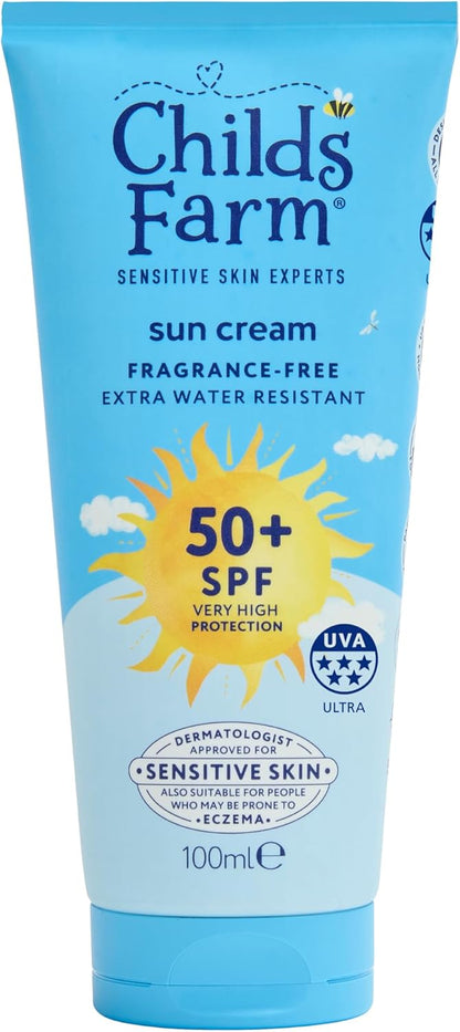 Childs Farm Kids and Baby Sun Cream SPF 50plus fragrance free 100ml
