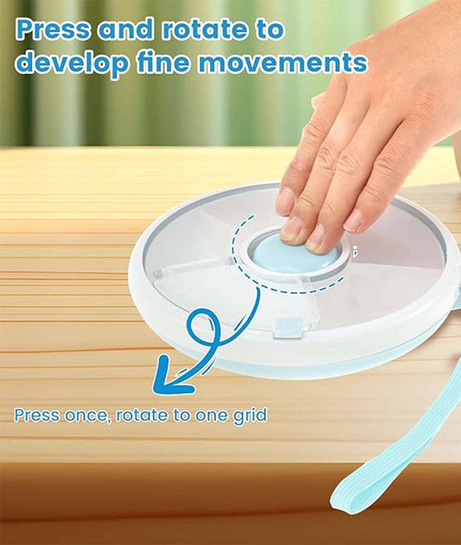 Kids Snack Spinner Toddler Spinner Snack Box with Hand Strap 18cm 5 Compartments (Blue) – Image 2