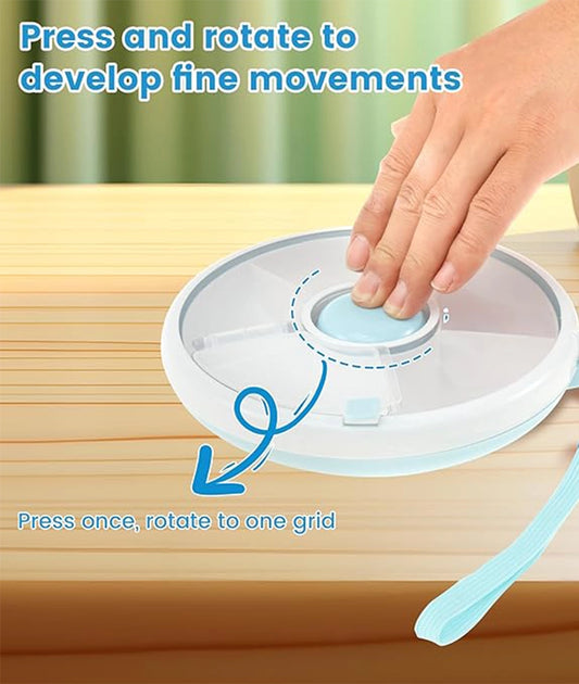 Kids Snack Spinner Toddler Spinner Snack Box with Hand Strap 18cm 5 Compartments (Blue) – Image 2