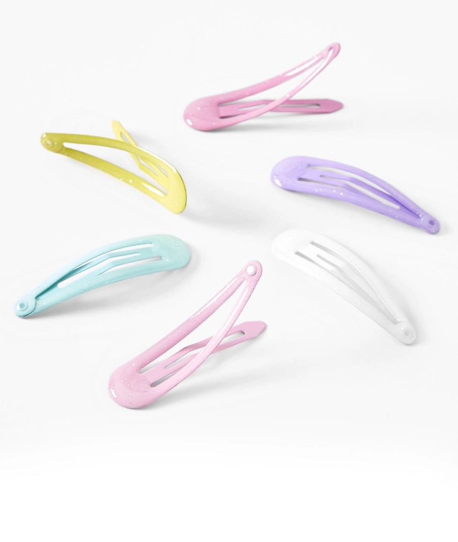 Claire's Club Glitter Pastel Snap Hair Clips - 6 Pack