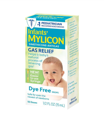 Mylicon Gas Relief Drops for Infants and Babies, Dye Free Formula, 0.5 Fluid Ounce