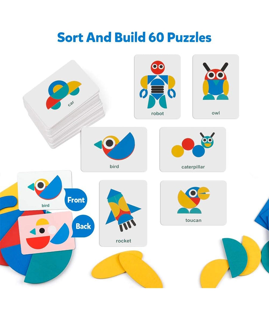 Wooden Pattern Blocks - Tangram Shape Puzzle Set 3 Years+ – Image 4