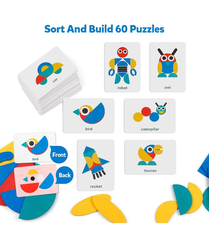 Wooden Pattern Blocks - Tangram Shape Puzzle Set 3 Years+ – Image 4