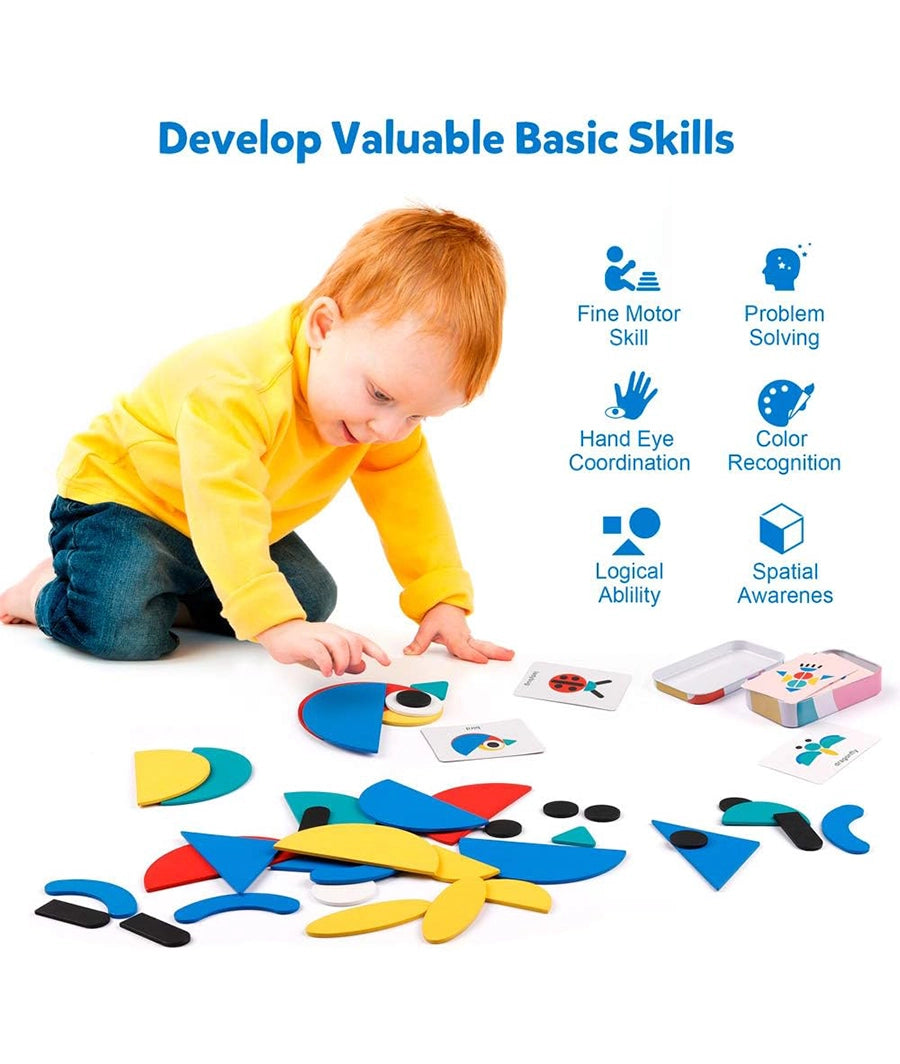 Wooden Pattern Blocks - Tangram Shape Puzzle Set 3 Years+ – Image 5