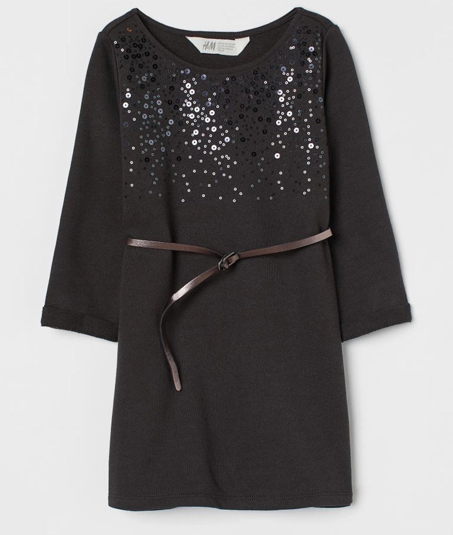 Belted sweatshirt dress
