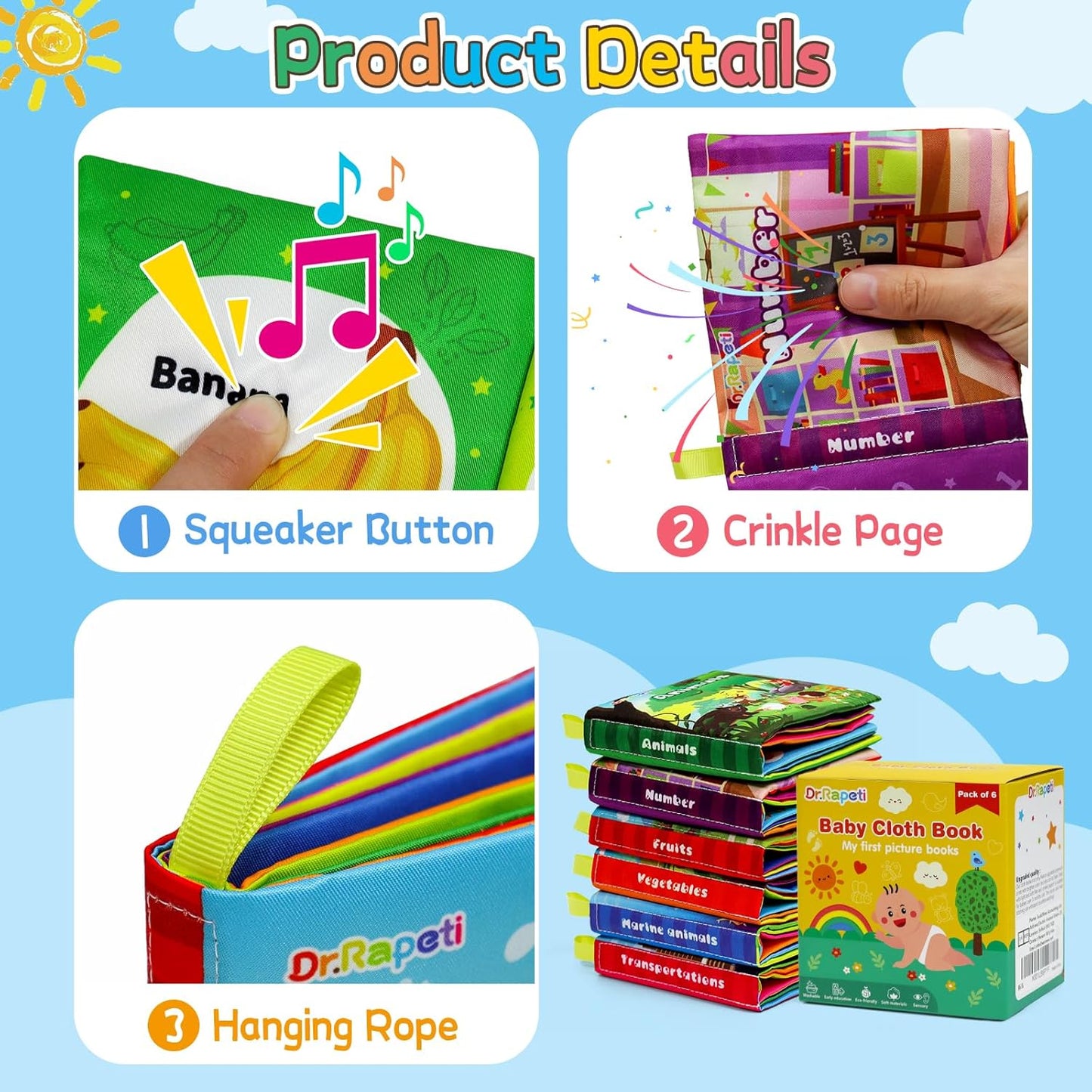 Soft Cloth Books Baby Books Bath Books 6-Pack