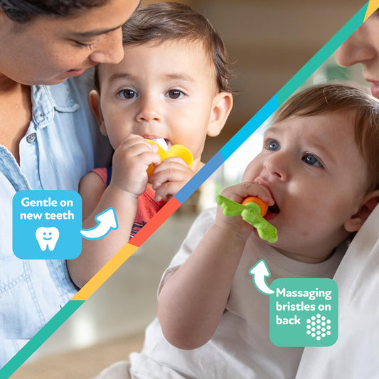 Nuby NanaNubs Banana Massaging Toothbrush and Silicone Carrot Teether 3+months