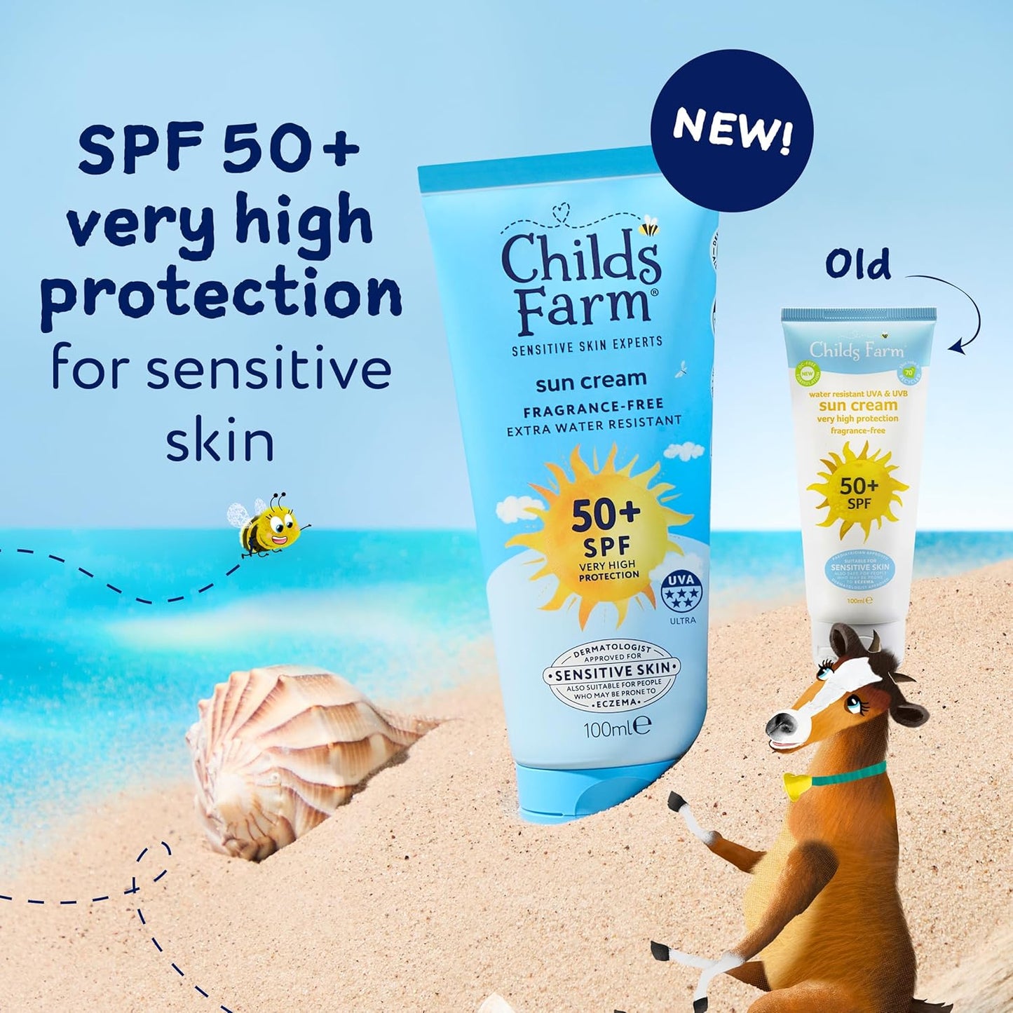 Childs Farm Kids and Baby Sun Cream SPF 50plus fragrance free 100ml