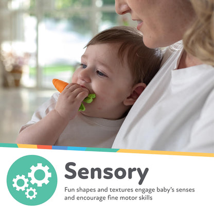 Nuby NanaNubs Banana Massaging Toothbrush and Silicone Carrot Teether 3+months