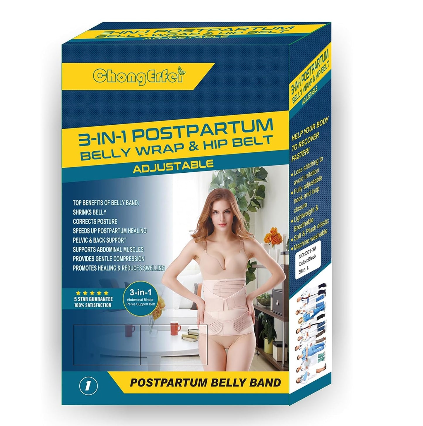3 in 1 Postpartum Belly Band Waist size L