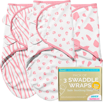 Swaddle Blanket 0-3 Months - 100% Cotton Baby Swaddle Wrap Newborn - Set of 3
