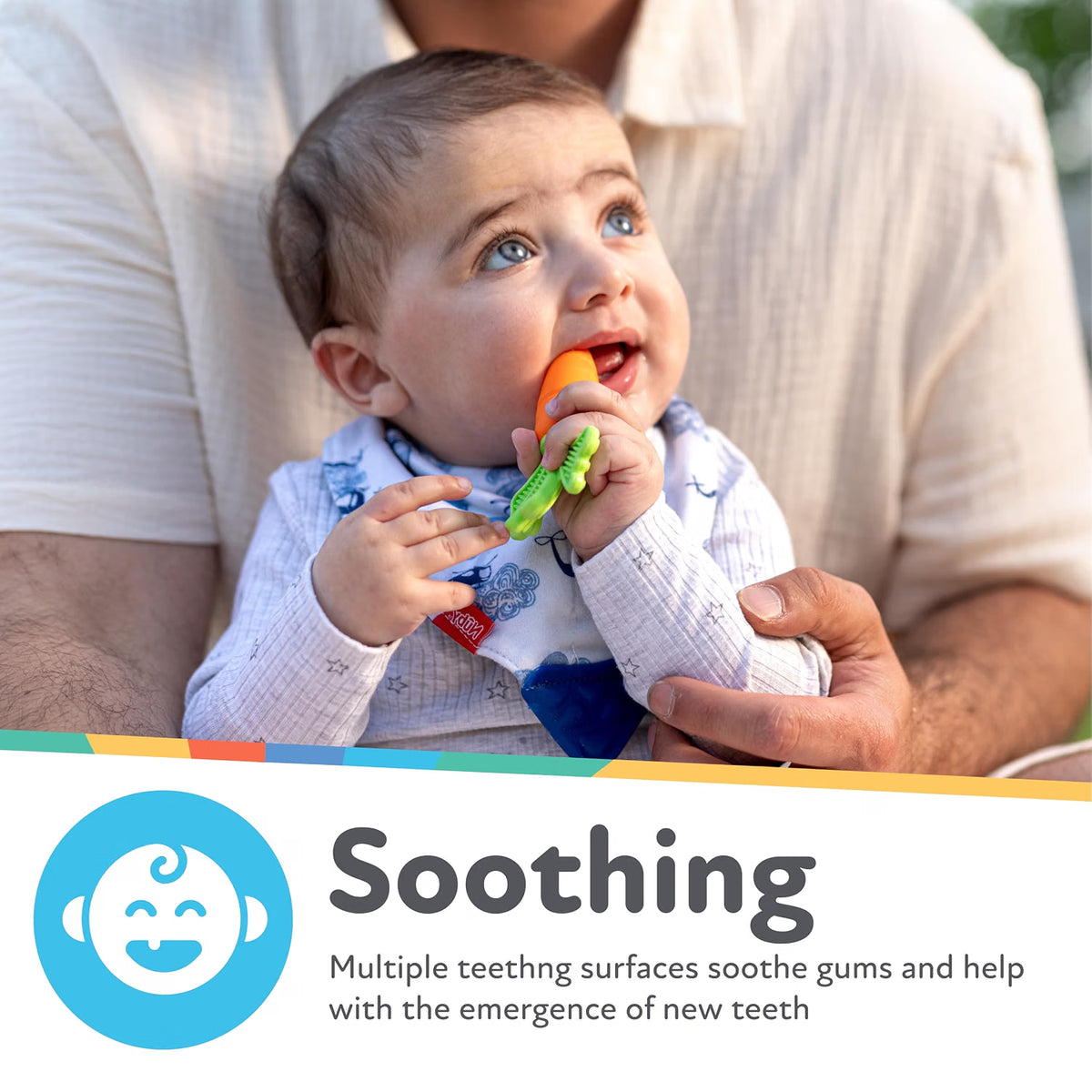 Nuby NanaNubs Banana Massaging Toothbrush and Silicone Carrot Teether 3+months