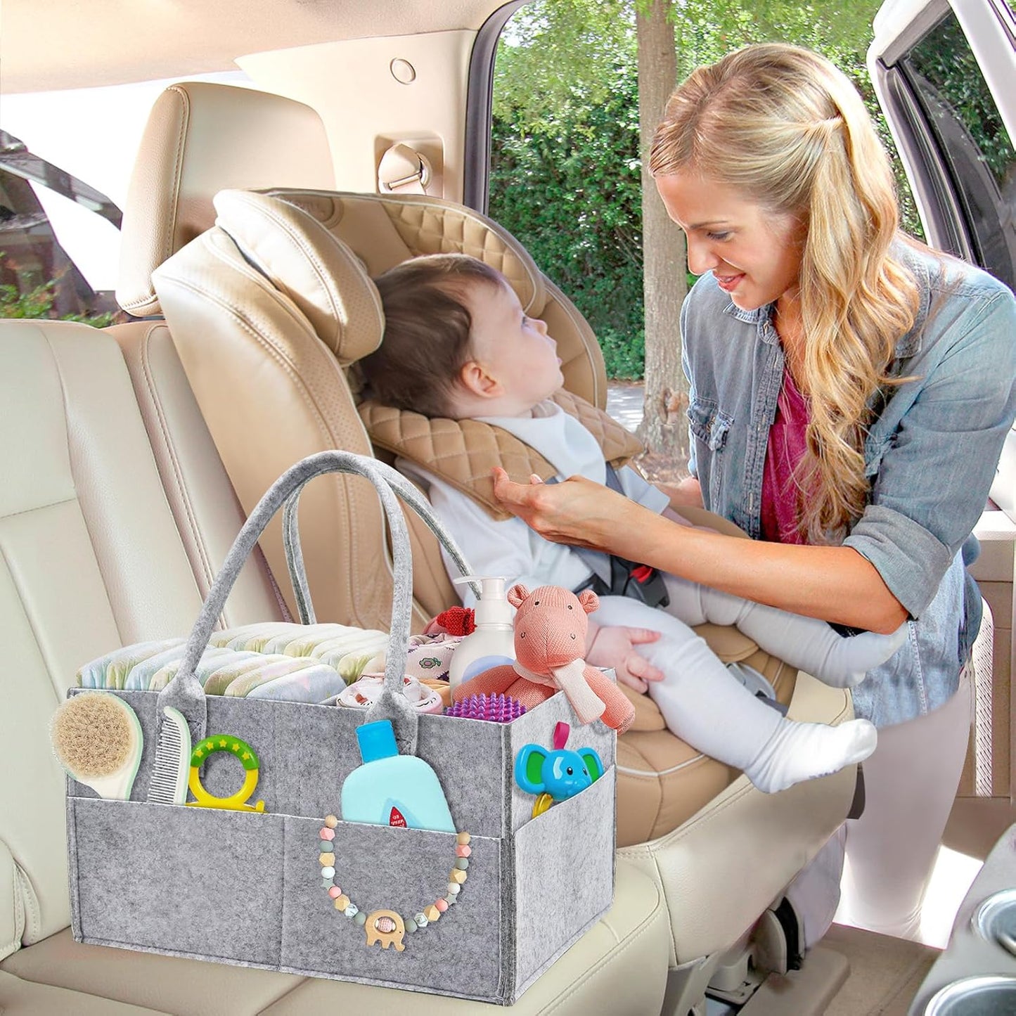 Luxury Nappy Caddy Organiser, (Upgrade- Grey) – Image 6