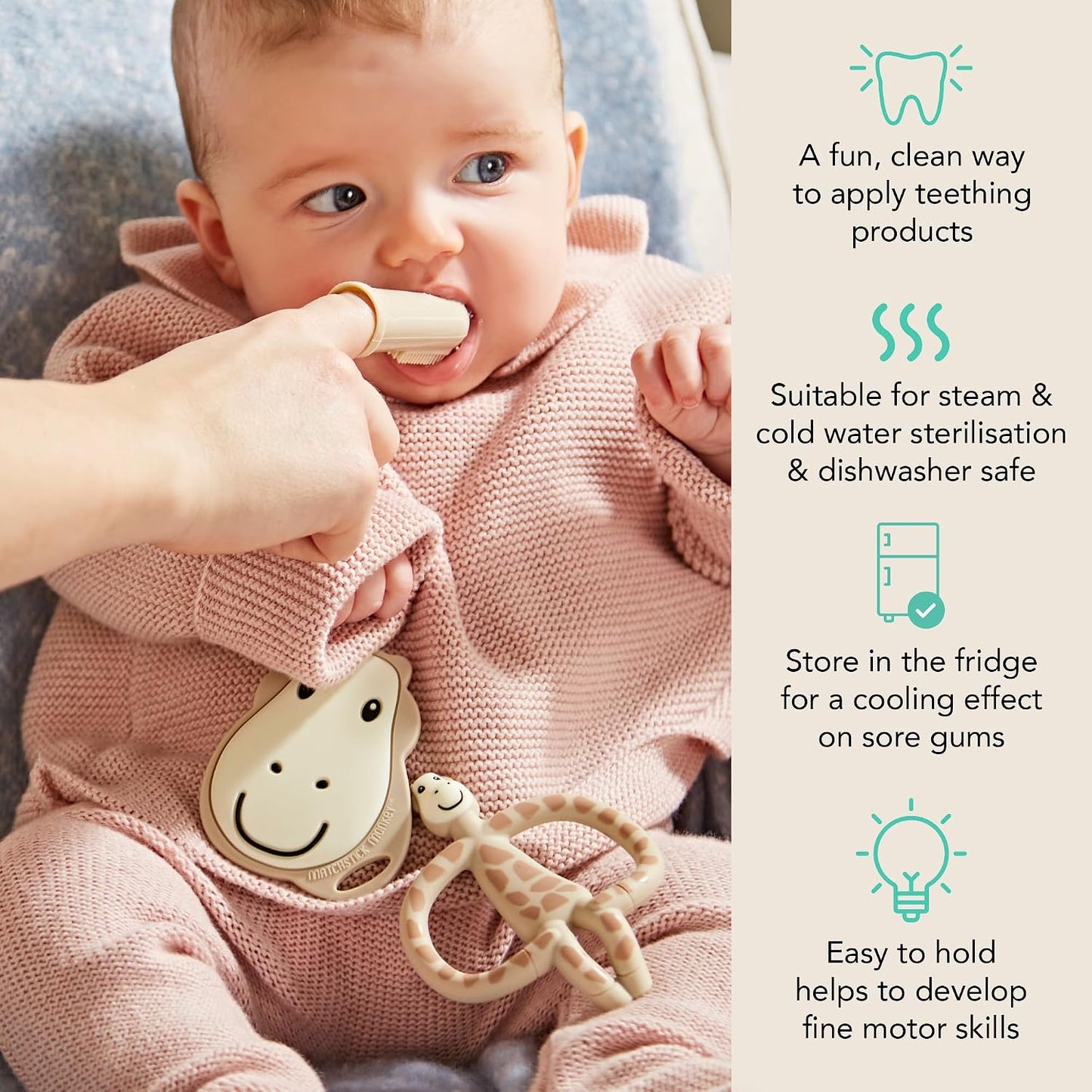 Matchstick Monkey Infant, Antimicrobial Teething Starter Set