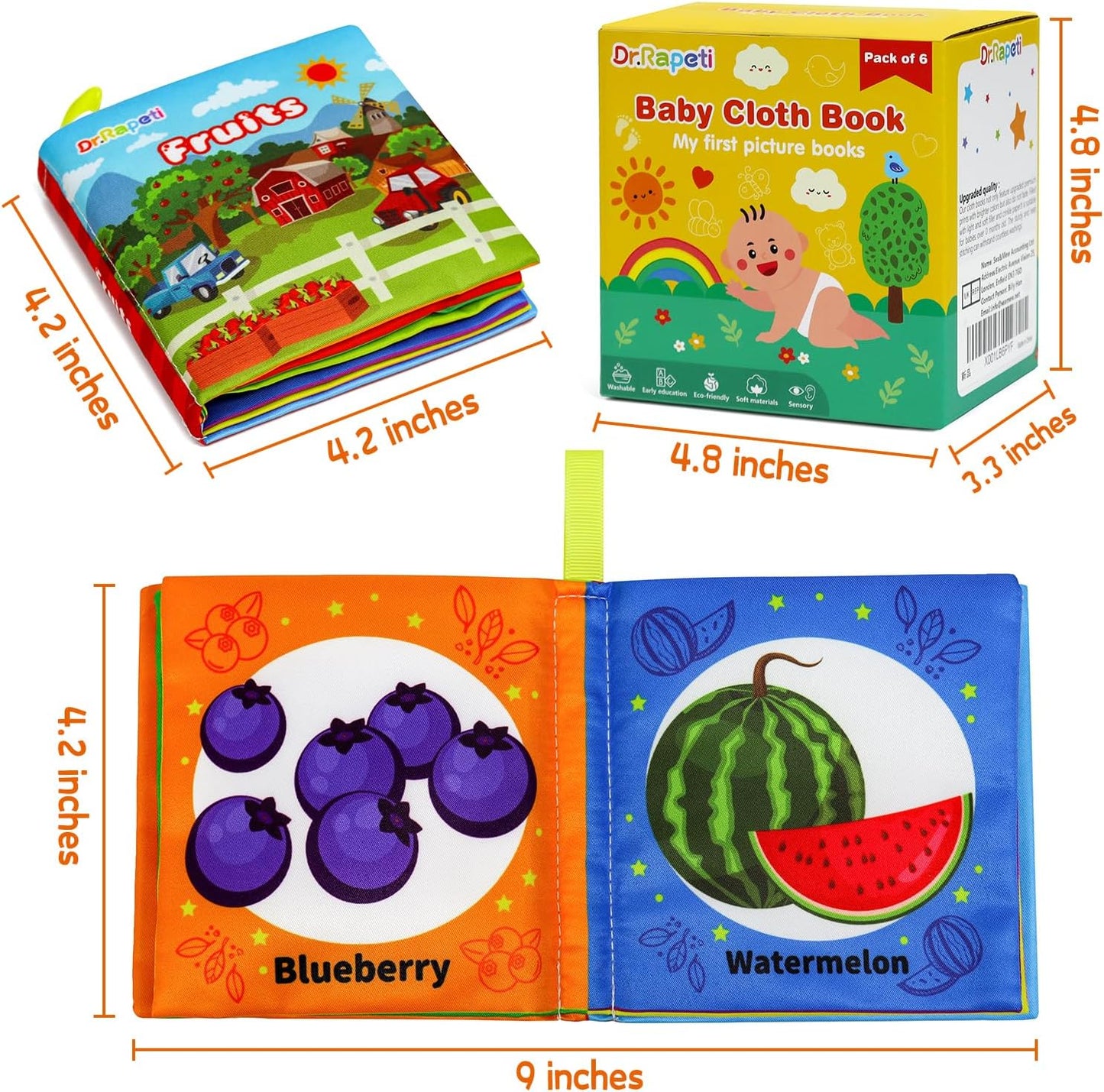 Soft Cloth Books Baby Books Bath Books 6-Pack