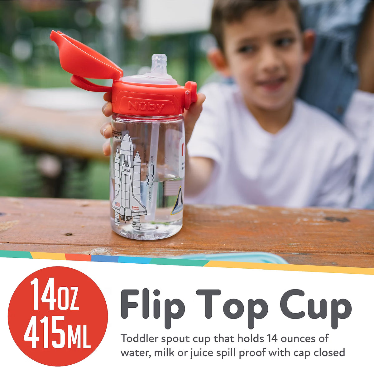 Nuby Thirsty Kids Flip-It Blast Cup No-Spill Sippy Cup 415 ml 18 M+
