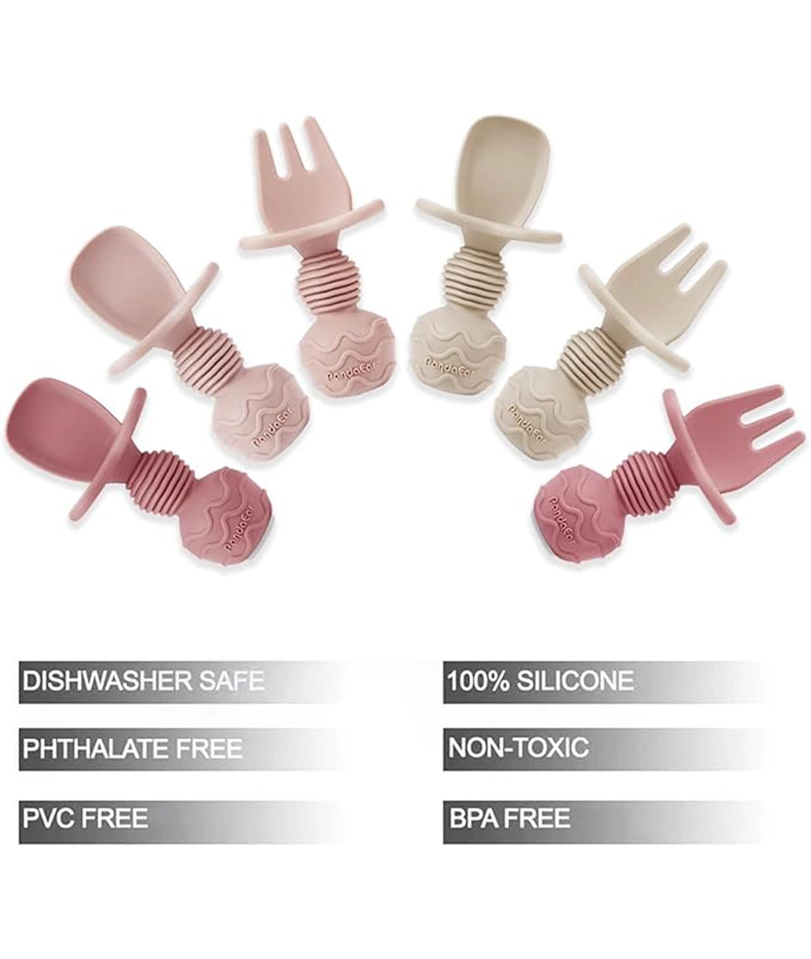 6 Pack Silicone Baby Spoons and Fork Feeding Set – Image 4