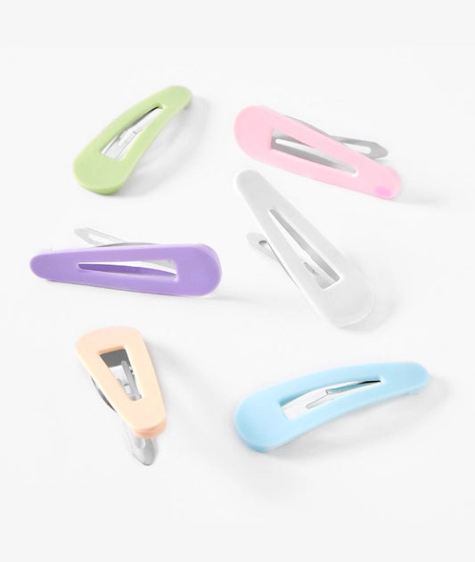 Pastel Solid Snap Hair Clips - 6 Pack