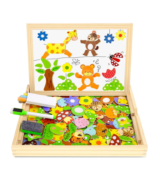 Wooden Magnetic Puzzle Games, 100+ PCS 3 4 5 Year Olds