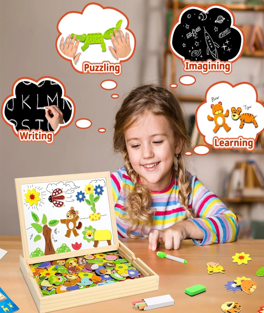 Wooden Magnetic Puzzle Games, 100+ PCS 3 4 5 Year Olds – Image 2