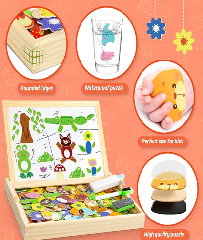 Wooden Magnetic Puzzle Games, 100+ PCS 3 4 5 Year Olds – Image 3