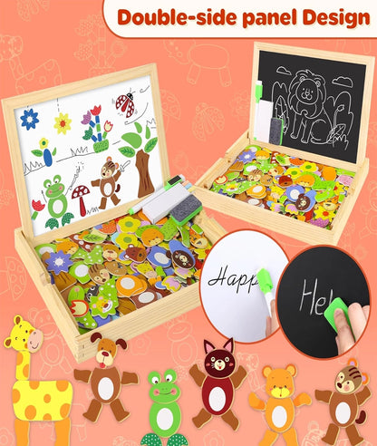 Wooden Magnetic Puzzle Games, 100+ PCS 3 4 5 Year Olds – Image 4