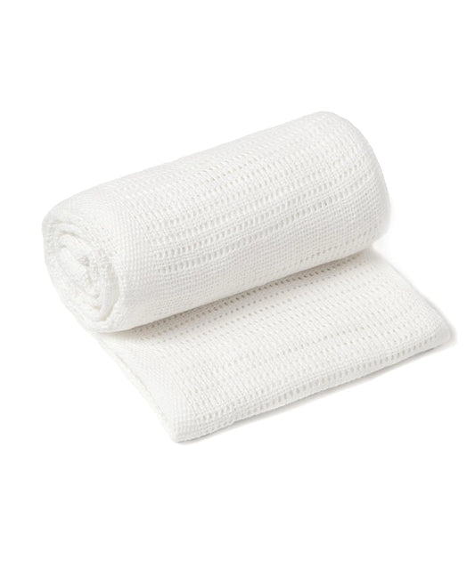 Soft Cotton Cellular Baby Pram Blanket 90 x 70 cm ( white )