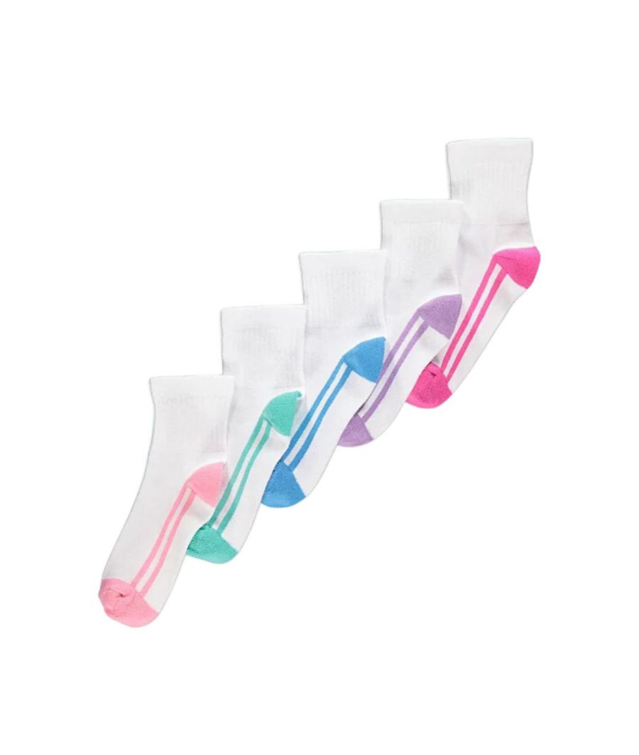 Striped Cotton Rich Cropped Ankle Sports Socks 5 Pack