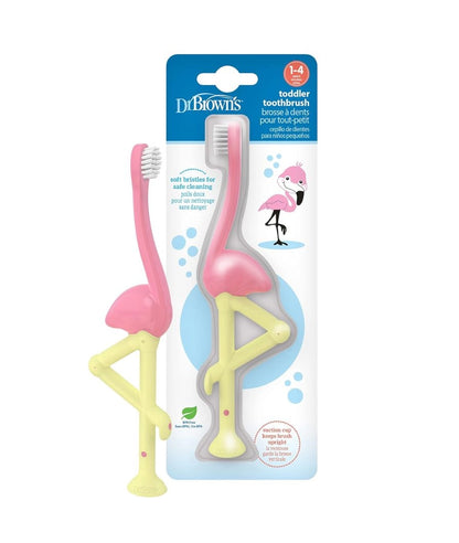 Dr. Brown's Baby and Toddler Toothbrush, Flamingo 1-Pack, 1-4 Years