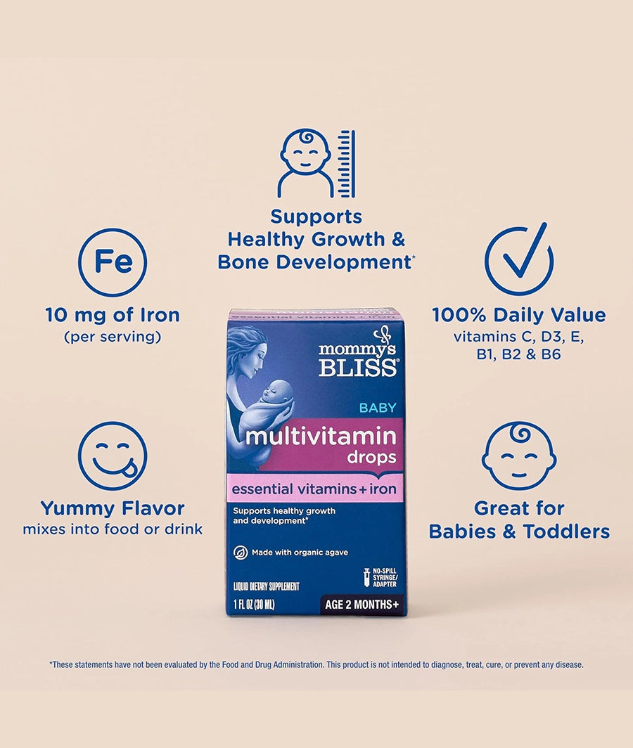 Mommy's Bliss Baby Multivitamin with Iron Age 2 Months+, 30 ml, Liquid – Image 2