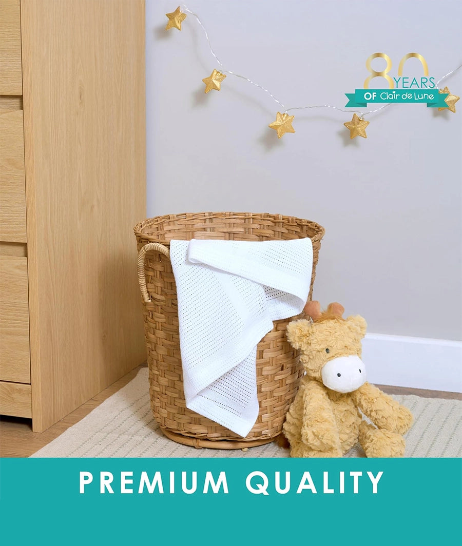 Soft Cotton Cellular Baby Pram Blanket 90 x 70 cm ( white ) – Image 3