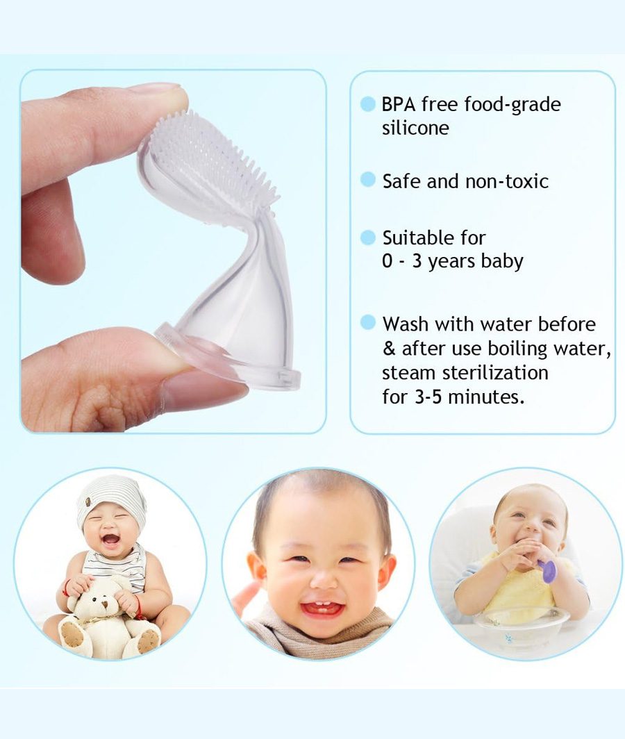 Soft Safe Baby Toothbrush Kids Silicone Finger Toothbrush Pack Of 3 – Image 4
