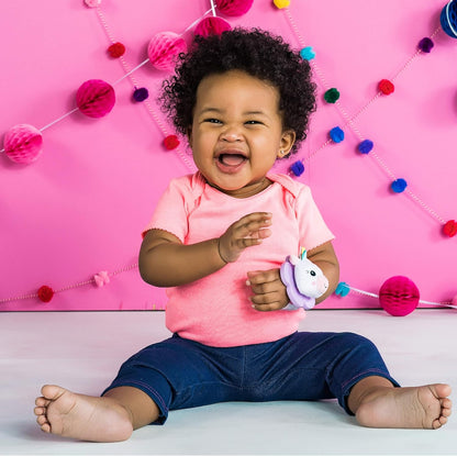 Bright Starts Rattle & Teethe BPA-Free Wrist Pals Baby Toy, Unicorn & Llama, Age Newborn+
