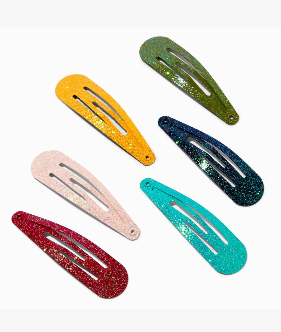 Claire's Club Jewel Tone Glitter Snap Hair Clips - 6 Pack