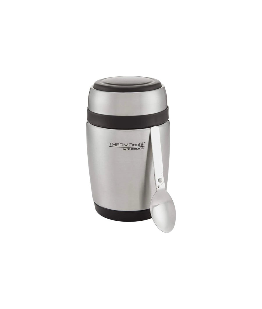 Thermos Curved Food Flask with Spoon, Stainless Steel, 400 ml – Image 2