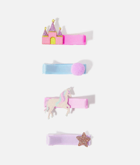 Girls unicorn hair clips 4 pack