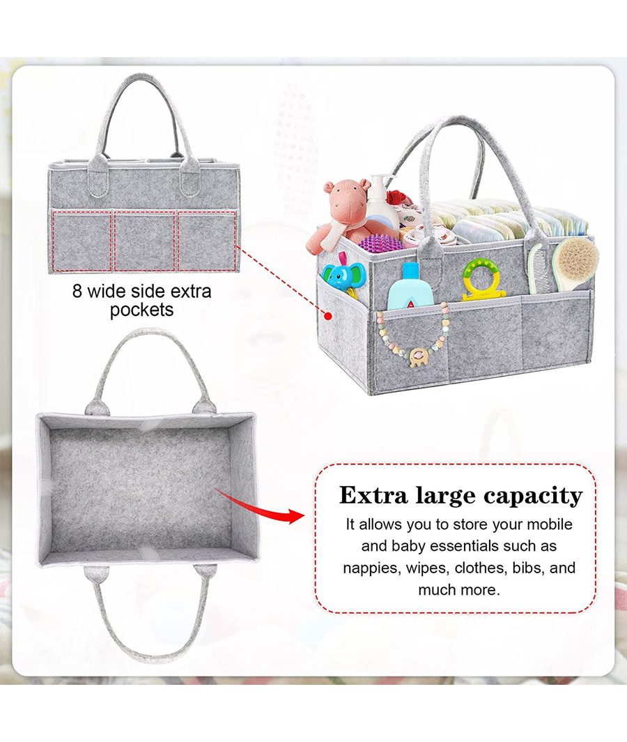Luxury Nappy Caddy Organiser, (Upgrade- Grey) – Image 2