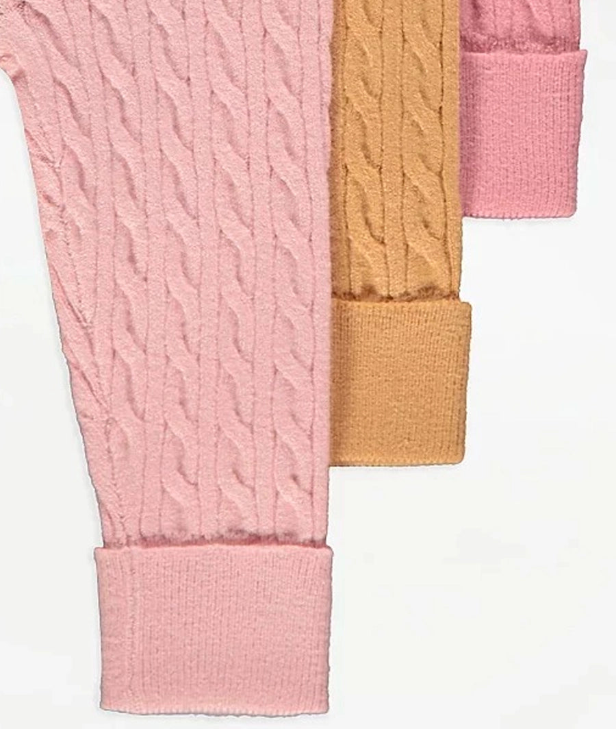 Assorted Pink Cable Knit Leggings 3 Pack – Image 2