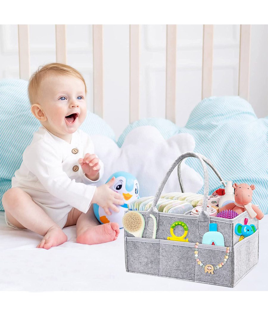 Luxury Nappy Caddy Organiser, (Upgrade- Grey) – Image 4