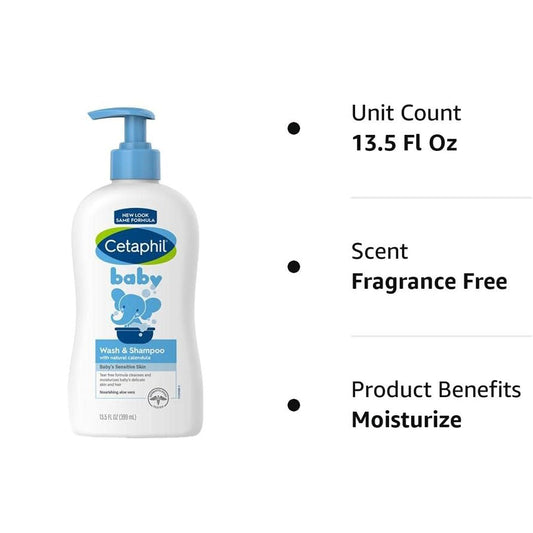 Cetaphil Baby Wash And Shampoo 399 ml – Image 2