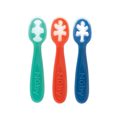 Nuby Baby First Spoon Set - Silicone  - 3 Pack - 6 Plus Months