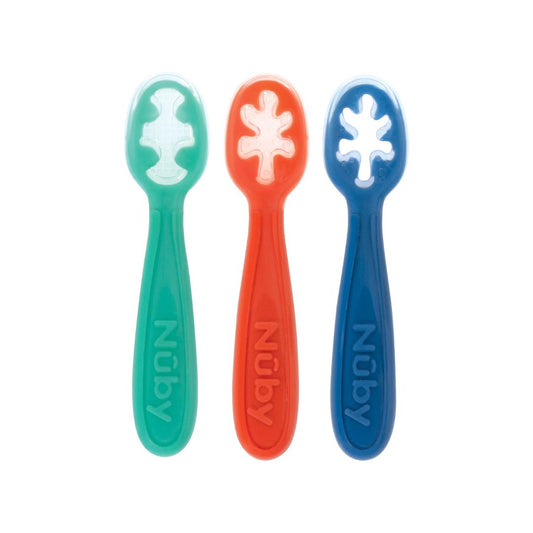 Nuby Baby First Spoon Set - Silicone  - 3 Pack - 6 Plus Months